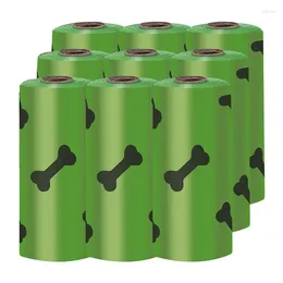 Hundbärare 1set nedbrytbara avfallsväskor miljövänliga gröna och tjockare husdjursmaterial