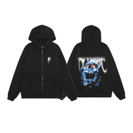 Män skalle hoodie street bär vinter vintage zip hooded tröjor för kvinnor 23fw 15 dec