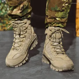 Stivali militari alla caviglia da uomo in pelle da esterno combattimento tattico uomo esercito caccia lavoro per scarpe casual Bot Zapatos