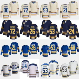 CUSTOM Buffalo''sabres''heritage Classic Hockey Tage Thompson Trikot Rasmus Dahlin Jeff Skinner 21 Kyle Okposo 24 Dylan Cozens 68 Vic