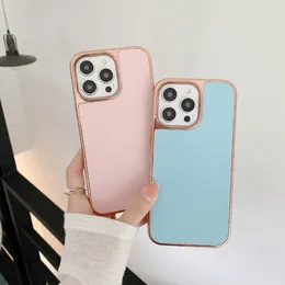 Personalisierte personalisierte Namenshülle für iPhone 14 13 12 11 15 Pro Max Initialen PU Leder Soft Plating Bumper Cover 14 15 Plus Hülle