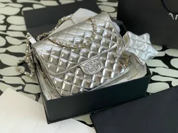 Designer Bag Luxury CC Star Purse Mirrored Leather Double Chain Handbag Luxury Crossbody Bags CC Ryggsäck 24C Star Chain Shoulder Bag med guld- och silverkoppling