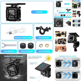 Jej elektronika samochodowa motocykl TPMS Silnik Temperatura opon Monitorowanie Temperaturę z 2 czujnikami zewnętrznymi Motos ładowania słonecznego