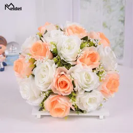 18 Köpfe Hochzeitsstrauß Blumen Hochzeitsaccessoires Kleiner Brautstrauß Seidenrosen Hochzeit für Brautjungfern Dekoration351n