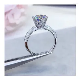 حلقات الكتلة مرتاة اختبار الماس 1-3 CT D Color VVS VVS Moissanite Ring S925 Silver Gold Perfect Perfect Mut Shiny Stone Wedding Jewelry Gift