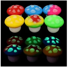 Mini contenitori per cera in silicone da 5 ml Luminoso che si illumina al buio Scatola portaoggetti a forma di fungo Scatola antiaderente Barattoli contenitori in silicone Barattolo portaoggetti per strumenti Dab Porta olio Bho