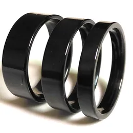 Whole 100pcs Mix lot of 4mm 6mm 8mm BLACK Flat band Comfort-fit 316L Stainless Steel Ring Unisex Simple Classic Elegant Jewelr293W