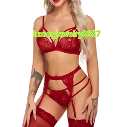 Partihandel Hot Selling New Lace Sexig och rolig underkläder Fashion Three Piece Set för kvinnor i lager