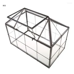 Torebki biżuterii x5qe mini wewnętrzne rośliny powietrzne w szklarni miniaturowe szkło prezentu geometryczne DIY Terrarium House w kształcie dekoracji ogrodnictwa