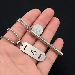 Pendant Necklaces 2pcs Stainless Steel Blade Round Rod Two Layered With Neutral Style Instagram Long Necklace