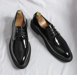 Oxford Prints Classic Style Dress Shoes Leather Suede black glossy black Matte Lace Up Formal Fashion