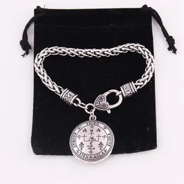 Religions Style Viking Solomon Wheat Chain Bracelet Rune Sigils Archangel URIEL Charm Pendent Amulet Talisman Drop270B