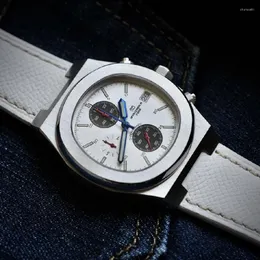 Relógios de pulso Luxo Cronógrafo Relógio Homens VK67 Quartz Square Militar Chrono Relógios 41mm Sapphire Vidro Relógios Código Misterioso