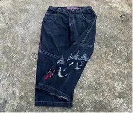 بنطلون جينز للرجال JNCO الجينز الجينز Hiphop Punk Rock Y2K Trendy American Highwaisted Worteleg Wideleg Pants for Men 231214