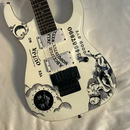 Es. Marke Schwarze E-Gitarre Kir Ha.mett Gitarre mit weißem Korpus und Sonnengesicht, versandkostenfrei USA