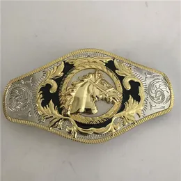 1 Pcs Cool Lace Gold Horse Head Western Cowboy Belt Buckle For Hebillas Cinturon Fit 4cm Wide Belt324N