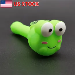3.5 inch Unbreakable Green Frog Shape Silicone Hand Pipe Smoking Pipe Accessories