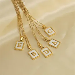 Edelstahl 18K Gelbgold vergoldet Muschel A-Z Buchstaben Halskette Ohrringe für Mädchen Frauen für Hochzeit Party Schönes Geschenk290u