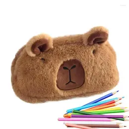 Simuleringsstil Söt Capybara Pencil Case Soft Plush School Stationery Pen Bag Gift for Girl Boy Studenter