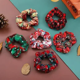 12pcs/로트 빈티지 격자 무늬 Scrunchie 여자 헤어 넥타이 머리띠 2023 크리스마스 밴드 밧줄 포니 테일 홀더 여자 액세서리