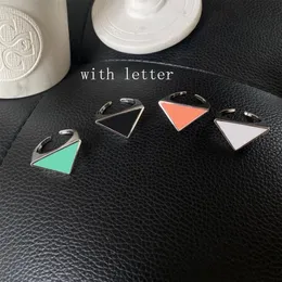 4 Colors Metal Triangle Open Ring with Stamp Women Letter Finger Rings Fashion Jewelry Accessories Top Quality1673