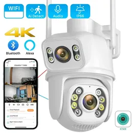 8MP 4K WIFI IP-камера с двумя объективами PTZ-камера наблюдения На открытом воздухе Водонепроницаемая часть безопасности ИК-цвет ночного видения Монитор безопасности умного дома