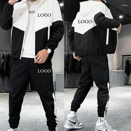 Herrenanzüge Individuelles LOGO Männer Trainingsanzug Jacke Hosen Mode Harajuku Sportswear Homme Jogging Set Streetwear