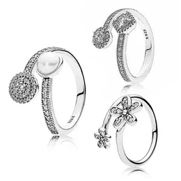 Anello in argento sterling 925 con bagliore radioso, eleganza astratta, anello aperto con cristallo per le donne, regalo di nozze, gioielli in Europa284i