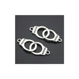 Anslutningar 50st/Lot Ancient Sier Alloy Handcuffs Charms Components Pendants For DIY Jewelry Making Findings 40x15mm Drop Delivery Jew DHZ5A