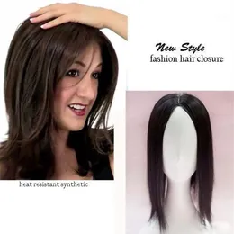 Parrucchino per capelli mono pizzo pelle sottile naturale Topper per capelli Parrucchino per feste Pezzo superiore per donna Chiusura con clip di ricambio dritta1201c