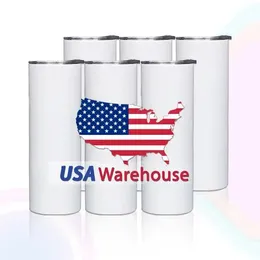 CA US Warehouse 20-Unzen-Sublimationsbecherrohlinge, weiße, gerade, schmale Becher, Vakuum-Reisebecher, bleiben eiskalt 1216
