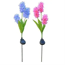 4pcs outdoor decorative 3led solar lamp hyacinth flower for lawn patio driveway path Landscape Lighting Waterproof A01204n