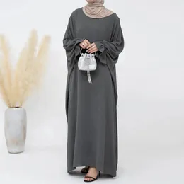 Etniska kläder ramadan abaya för kvinnor crepe crinkle batwing plain islamisk jilbab muslim lång klänning turkisk blygsam kaftan hijab robe