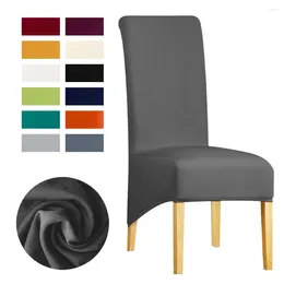 كرسي أغطية الغلاف الممتد على طراز المقعد المرن طويل الظهر في أوروبا مأدبة المنزل 13 ألوان صلبة الحجم XL الحديث