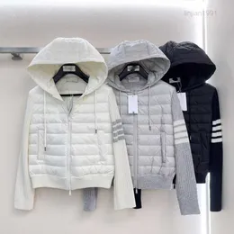 2023 Autumn/Winter New TB Nanyou Gaoding Commuting Wind Wool Blended Spliced Jacket Versatile Hooded Down Coat