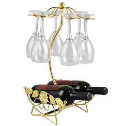 S vinställ Vinflaskhållare Glass Cup Holder Display Champagne Bottles Stand Hanging Drinking Glasses Stemware Rack She2533