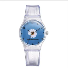 Reloj Margarita pequeña Jelly para estudiantes y niñas, relojes de silicona con bonitos dibujos de crisantemo, hebilla de Pin, relojes de pulsera delicados 302A