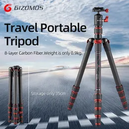 Accessori Treppiede da viaggio portatile GIZOMOS CP23 per fotografia professionale in fibra di carbonio per fotocamera DSLR con testa a sfera panoramica a 360°