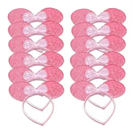 12PCS Sparśający różowy błyszczące cekinowe uszy myszy Opaska na przyjęcie urodzinowe Halloween Gilrs Hair Accessories 12 Pink Carzy 1254S