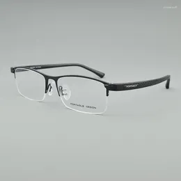 Okulary przeciwsłoneczne ramy wysokiej jakości tytanowe pół ramy dla męskich okularów okulary krótkowzroczne na optycznym recepcie okulary komercyjne 9788