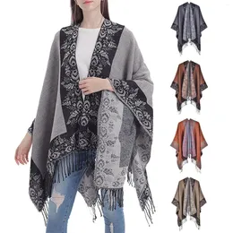 Scarves Women's Travel Plaid Shawl Wraps Open Front Poncho Cape Warm Oversized Short Sleeve Cardigan Women Big Soft Sweaters For