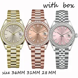 часы дизайнерские часы с бриллиантами женские автоматические розовое золото дата размер 36 мм 31 мм 28 мм сапфировое стекло водонепроницаемые Montres pour dames la277k