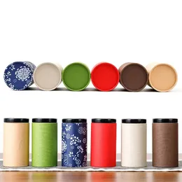 50Pcs/Lot Large Kraft Paper Jar Tea Pot Scented Tea Packaging Can Green Tea Paper Pot Green Tea Specialty Tea Package Box