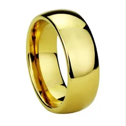 Gota 8 mm Banda de boda de tungsteno Anillos de color dorado para hombres Anillo de dedo de compromiso Alianza Joyería clásica Tamaño 4 a 15 J19072643