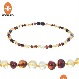 Andere Luxus- Haohupo Design Bernstein Armband Halskette für Baby Baltic Natural Schmuck Junge Mädchen Säugling Kinderkrankheiten Geschenke Sup270A Drop De Dhyz8