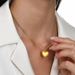 Kolye Kolyeler JHSL Kadın Sevimli Kalp Kolyeleri Boyun Varışında Altın Renk Paslanmaz Çelik Zincir Mücevher Takımları