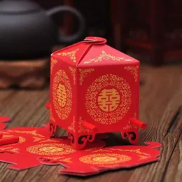 Dhl 200 peças estilo asiático chinês vermelho duplo felicidade sedan cadeira caixa de lembrancinhas de casamento caixa de presente de festa caixa de doces 310y