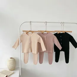 Conjuntos de roupas primavera bebê meninos e meninas cardigan casaco grande pp longo meia-calça 2 peças conjunto menino roupas crianças
