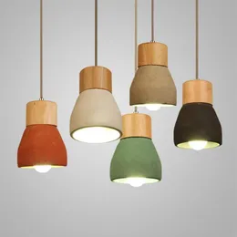 Loft Pendant Lamps Industrial LED LED Light Cement Wood Art Thipsue Seiling Seiling Stresleier199Q