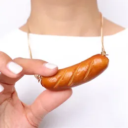 Emulation Sausage Pendant Necklace Funny Accessories New Fashion Jewelry253o